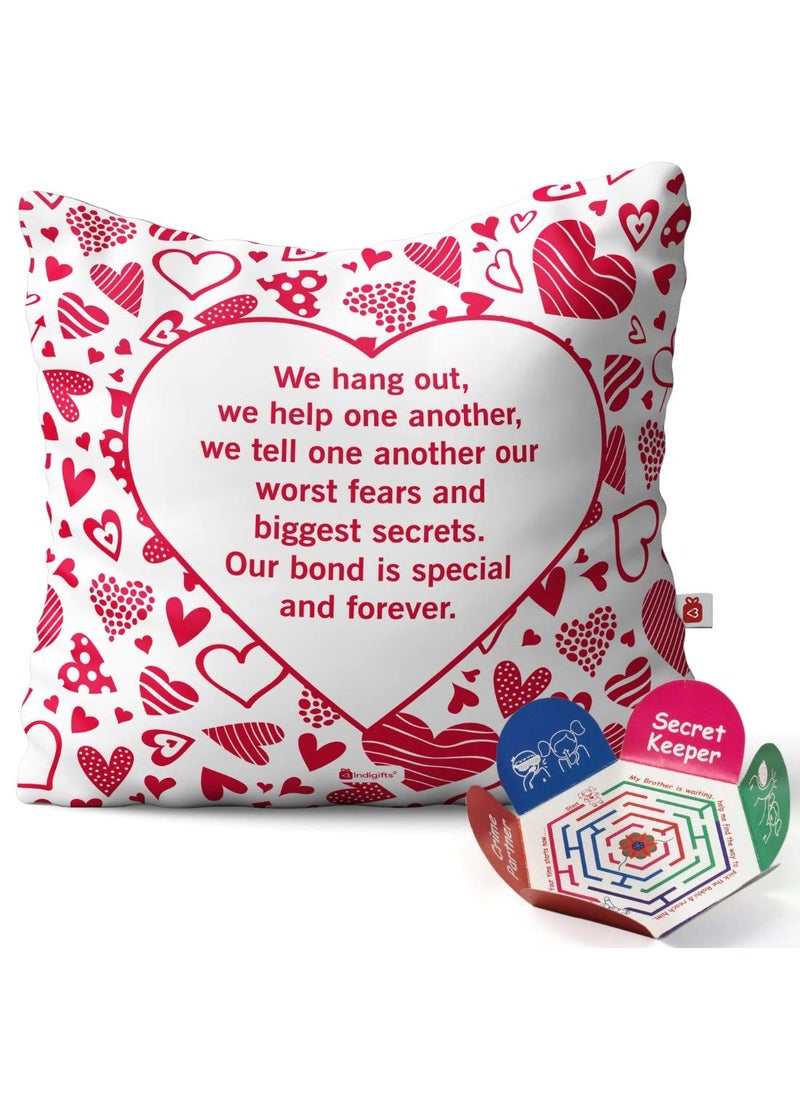Indigifts Indigifts Rakhi Gift for Brother Bond is Forever and Special Quote White Cushion Cover 12x12 inches with Filler - Raksha Bandhan Gifts for Sister, Sister Birthday Gift, Rakshabandhan Gift for Brother  - Image 1