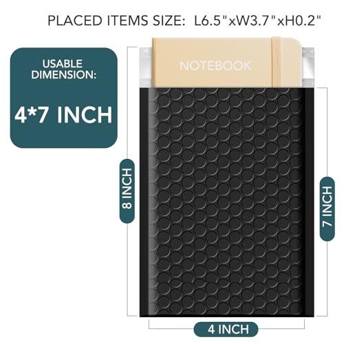 METRONIC Bubble Mailers 4x8 Inch 200 Pack Padded Envelopes Usable Size 4x7 Waterproof Black Padded Mailer Self Seal Adhesive Bubble Envelopes for Shipping Jewelry Makeup Small Business - Image 3