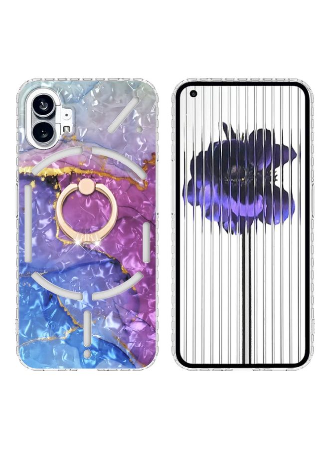 Case Cover For Nothing Phone 1 2.0mm Airbag Shockproof IMD TPU Phone Case with Ring Blue Purple Marble