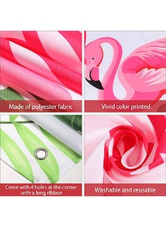 Tatuo Summer Flamingo Themed Party Decoration Backdrop Flamingo Banner Party Supplies Tropical Floral Photo Booth Hawaiian Themed Party Decoration For Birthday Party Luau Beach Party 70.8 X 43.3 Inch  - Image 3