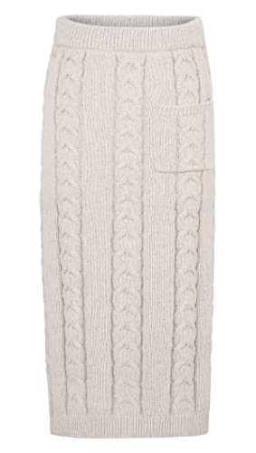 CHARTOU Women's Winter Chunky Cable Knit Long Skirt 2 Piece Outfit Sweater Sets (Medium, Apricot) - Image 3