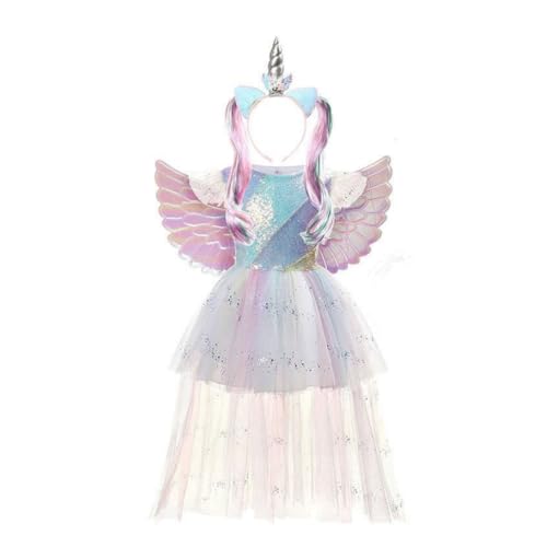 Wanna Party Unicorn Costume with Wings and Unicorn Headband for Unicorn Dress for Birthday Outfit,Halloween, Pretend Play,Unicorn Dress for Girls.Size S - Image 2