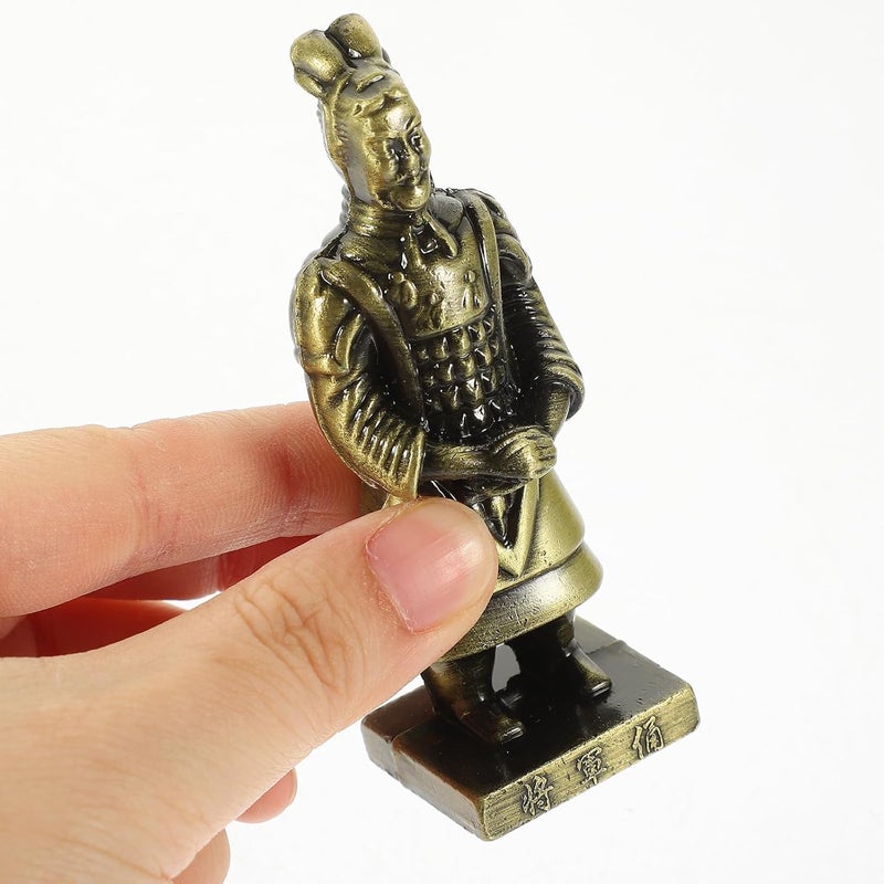 Homoyoyo 5pcs Small Metal Terracotta Warriors Statue Set Alloy Craft Figurines Classic Soldier Sculptures Collectible Home Decor Accent for Office and Cabinet Display - Image 4