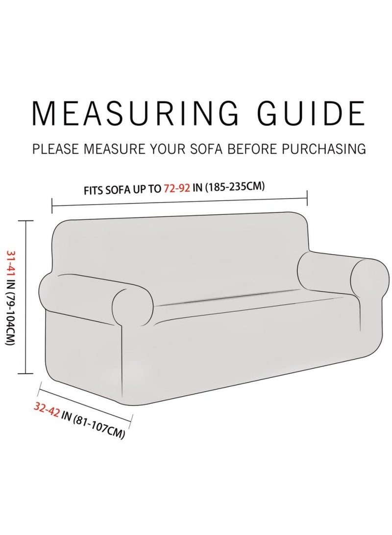 فابينني غطاء أريكة مطاطي مناسب لثلاثة مقاعد مصنوع من قماش ناعم وممشط، غطاء حماية كامل للأثاث، غطاء قابل للفك مناسب للأريكة القياسية والمتكئة بمقاس 185-235 سم، أزرق غباري - Image 2