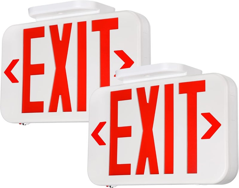 TORCHSTAR LED Exit Sign, Emergency Exit Light with Battery Backup, Double Face, UL 924, AC 120/277V, Damp Location, Hardwired Red Letter Exit Lights for Business Indoor, Pack of 2 - Image 1