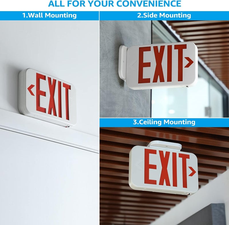 TORCHSTAR LED Exit Sign, Emergency Exit Light with Battery Backup, Double Face, UL 924, AC 120/277V, Damp Location, Hardwired Red Letter Exit Lights for Business Indoor, Pack of 2 - Image 4