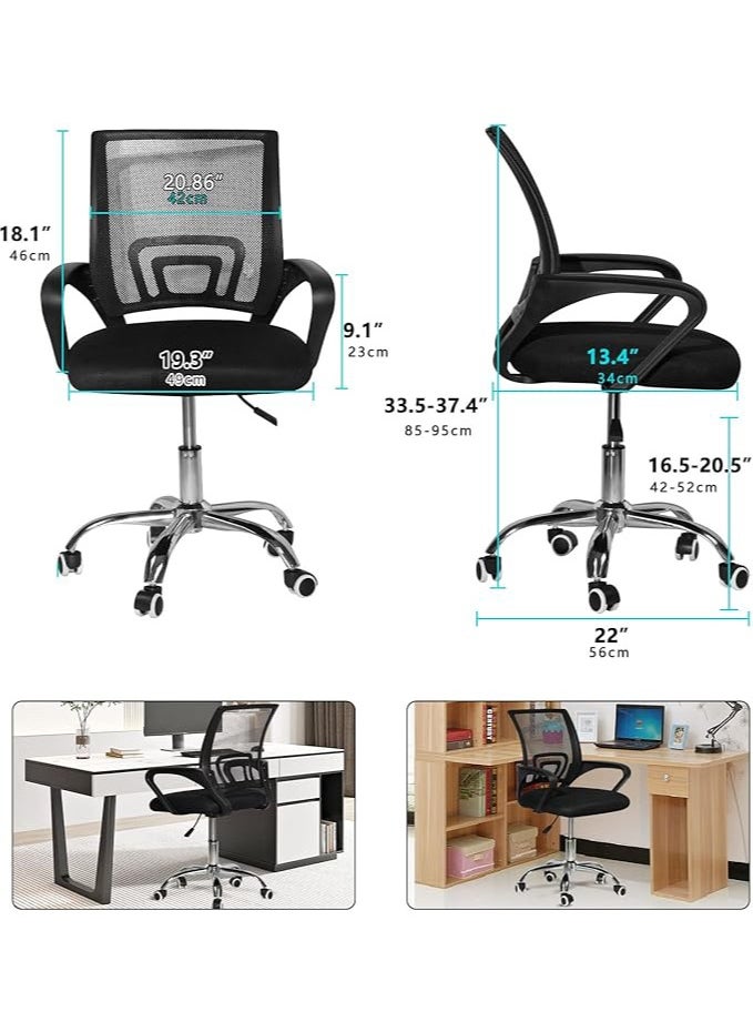 MHD Office Chair,Comfort Ergonomic Height Adjustable Desk Chair with Lumbar Support Backrest Black  - Image 3