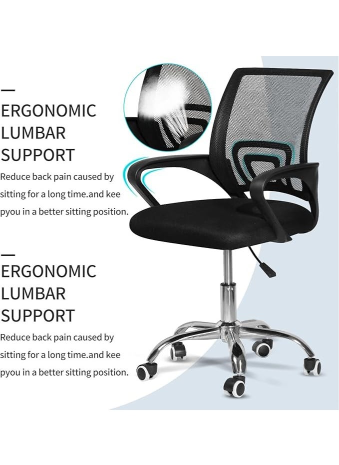 MHD Office Chair,Comfort Ergonomic Height Adjustable Desk Chair with Lumbar Support Backrest Black  - Image 5
