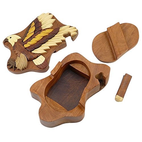 The Handcrafted Flying Eagle - Natural Wood Intarsia Puzzle Box - Handcrafted with Secret Compartment - Image 2