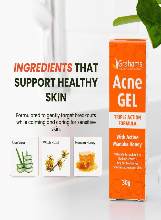 Grahams Natural Acne Gel Morning & Night Spot Treatment Pimple Cream for Face, Back & Body - All Natural with Witch Hazel, Honey, Aloe Vera, for Oily Skin & Blemish Control (1.06 oz) - Image 4