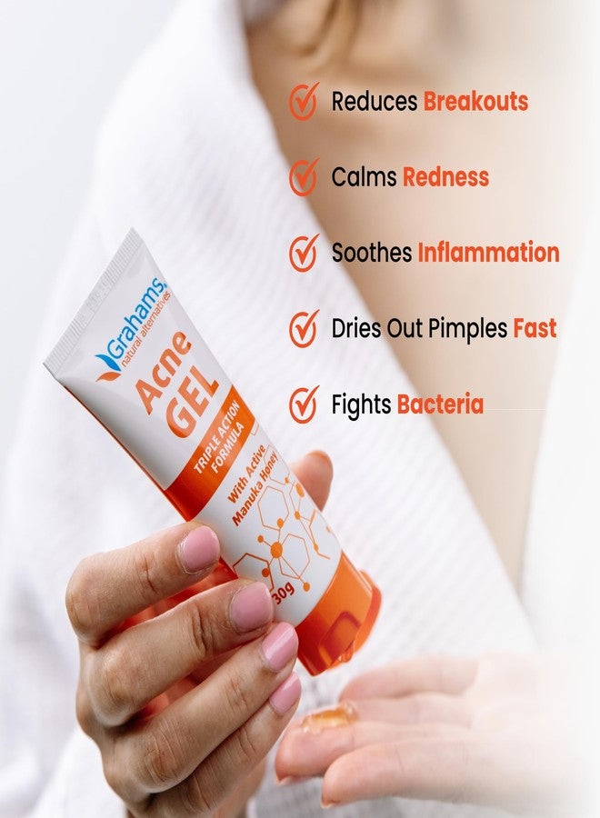 Grahams Natural Acne Gel Morning & Night Spot Treatment Pimple Cream for Face, Back & Body - All Natural with Witch Hazel, Honey, Aloe Vera, for Oily Skin & Blemish Control (1.06 oz) - Image 5