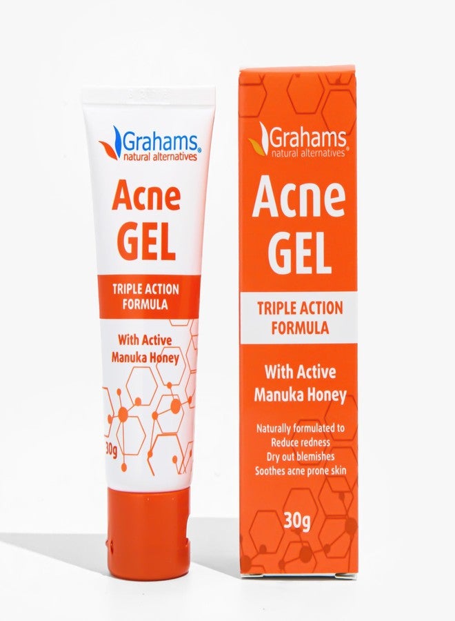 Grahams Natural Acne Gel Morning & Night Spot Treatment Pimple Cream for Face, Back & Body - All Natural with Witch Hazel, Honey, Aloe Vera, for Oily Skin & Blemish Control (1.06 oz) - Image 1