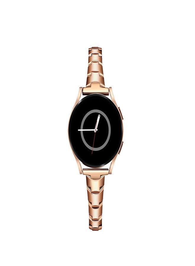 PlusRoc Stainless Steel Band Compatible with Samsung Galaxy Watch 7 6 5 4 40mm 44mm/Watch 6 Classic 43mm 47mm/Watch 4 Classic 42mm 46mm/Watch 5 Pro 45mm, Slim Bracelet Adjustable for Women, Rose Gold - Image 1