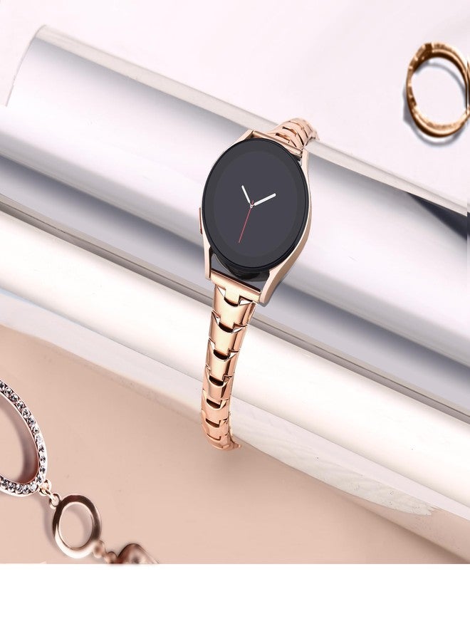 PlusRoc Stainless Steel Band Compatible with Samsung Galaxy Watch 7 6 5 4 40mm 44mm/Watch 6 Classic 43mm 47mm/Watch 4 Classic 42mm 46mm/Watch 5 Pro 45mm, Slim Bracelet Adjustable for Women, Rose Gold - Image 3