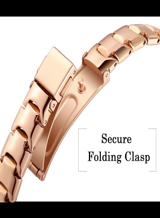 PlusRoc Stainless Steel Band Compatible with Samsung Galaxy Watch 7 6 5 4 40mm 44mm/Watch 6 Classic 43mm 47mm/Watch 4 Classic 42mm 46mm/Watch 5 Pro 45mm, Slim Bracelet Adjustable for Women, Rose Gold - Image 5