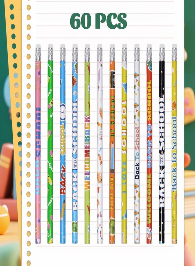 cnomg 60 Pcs Welcome Back to School Pencils First Day of School Motivational Pencils with Eraser Bulk Wood Writing Instrument for Teachers Classrooms Exams eward Gifts Stationery Party - Image 5