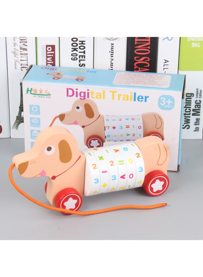 Wooden Multifunctional Children's Puppy Crocodile Duck Animal Digital Drag Car Early Education Toddler Arithmetic Cartoon Toy-Color:Duck Style - Image 4