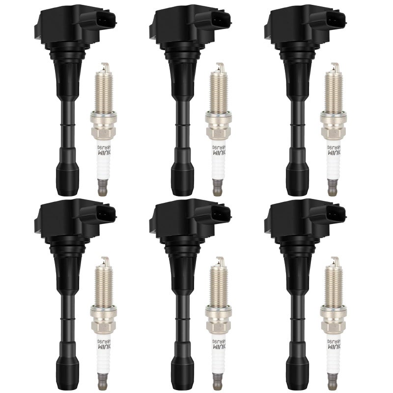 ECCPP UF617 6 ignition coils with 6 iridium Spark Plugs for Nissan for Infiniti 370Z G37 M37 Q50 Q60 Q70 QX50 QX70 V6 37L 22448EY00A UF617