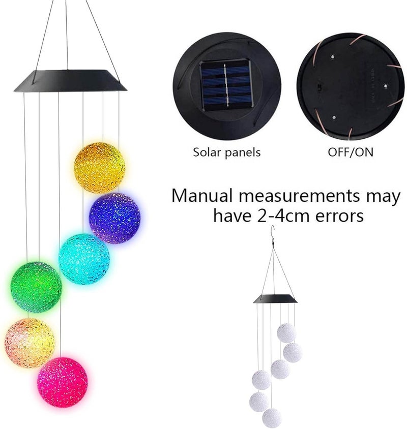 comfrt Solar Wind Chimes Outdoor, Color-Changing Solar Ball Wind Chime Waterproof Solar Powered LED Hanging Lamp for Outdoor Garden Festival Decoration Yard Decor Light Lamp - Image 5
