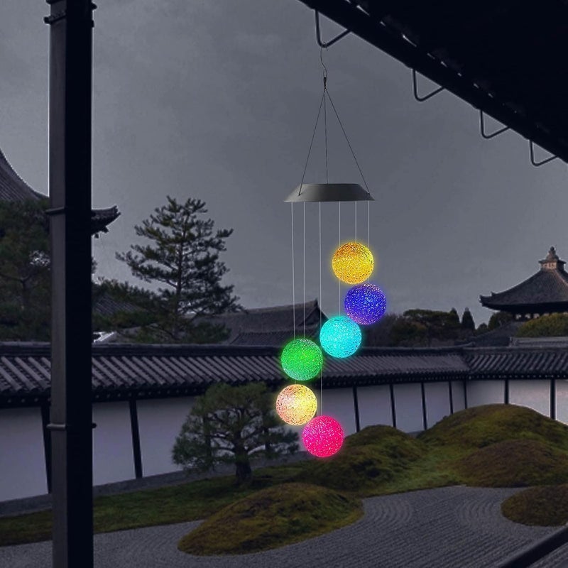 comfrt Solar Wind Chimes Outdoor, Color-Changing Solar Ball Wind Chime Waterproof Solar Powered LED Hanging Lamp for Outdoor Garden Festival Decoration Yard Decor Light Lamp - Image 1