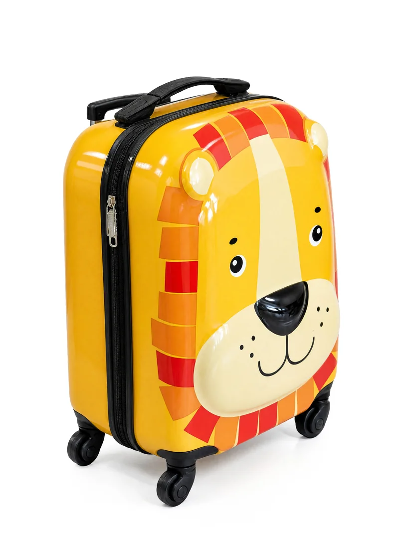 ترو كير Trucare 16" Kids Hard Shell Trolley Luggage – Lion Design | ABS + PC Embossed Print Carry-On Suitcase with 360° Spinner Wheels