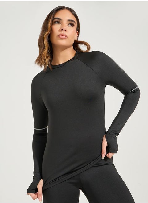 Reflective Back & Elbow Detail Top with Thumbhole Detail
