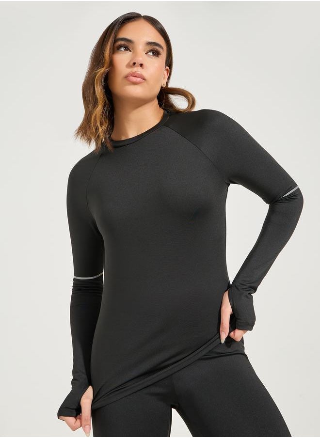 Styli - Reflective Back & Elbow Detail Top with Thumbhole Detail - Image 1