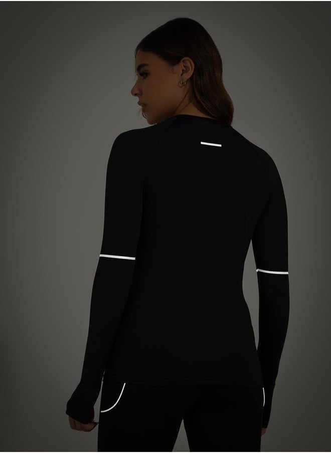 Styli - Reflective Back & Elbow Detail Top with Thumbhole Detail - Image 1
