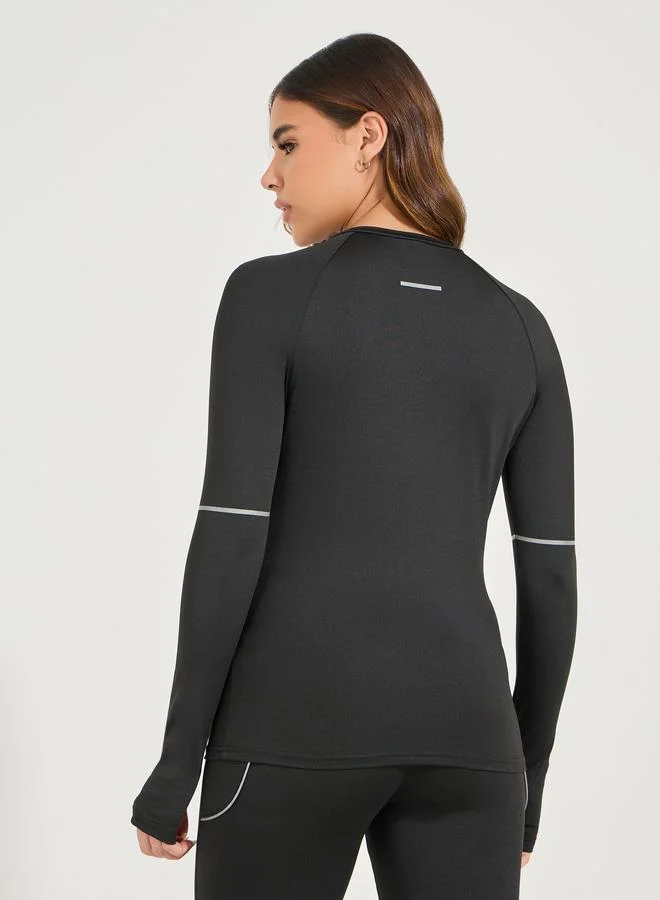 Styli Reflective Back & Elbow Detail Top with Thumbhole Detail