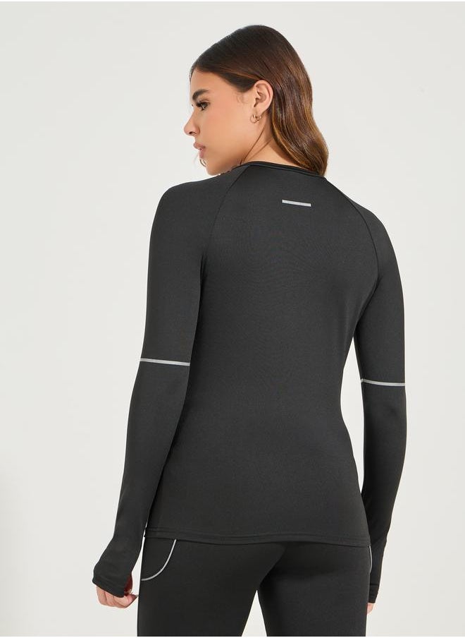Styli - Reflective Back & Elbow Detail Top with Thumbhole Detail - Image 1