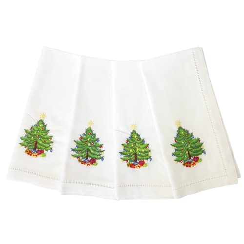HCRAFT Embroidered Cotton Table Napkin, Cloth Napkins Set of 4 18"x18" Christmas Tree Napkin Square Fabric, Dining Room, Napkins Cloth Machine Washable, Christmas Napkins, Great Present Ideas - Image 1
