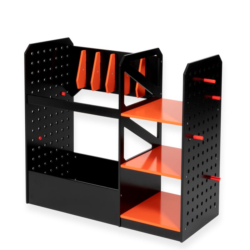 Play Platoon Storage Rack for Nerf Gun Storage Nerf Accessories Sturdy Wood Construction Dart Holder 6 Toy Gun Holder for Wall with Pegboard Wall Organizer Includes 20 Pegs - Image 4