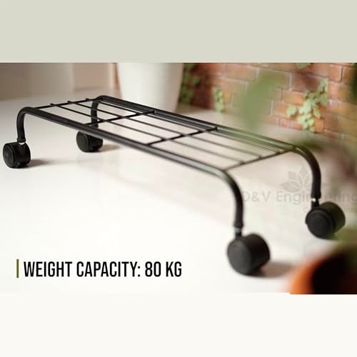 D&V ENGINEERING - Creative in innovation D&V Engineering Heavy Duty Metal Plant Stand with Wheels | Rolling Plant Trolley/Stand for Indoor & Outdoor Plants | Rust Resistant, simple Assembly Required, Holds 80 kg | Black | Pack of 2 - Image 3