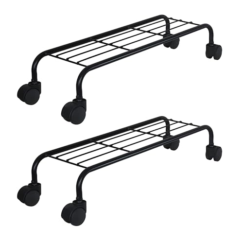 D&V ENGINEERING - Creative in innovation D&V Engineering Heavy Duty Metal Plant Stand with Wheels | Rolling Plant Trolley/Stand for Indoor & Outdoor Plants | Rust Resistant, simple Assembly Required, Holds 80 kg | Black | Pack of 2 - Image 1