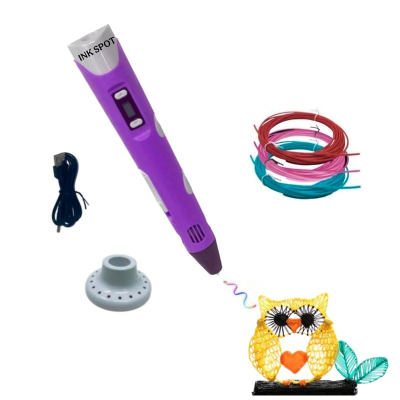 INKSPOT 3D Printing Pen Kit for Kids & Beginners | Includes PLA Filaments, USB Cable & Holder Stand | Safe & Fun 3D Art Pen for Education & Creativity - Image 1
