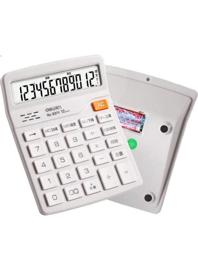 Deli 12-Digit Universal Voice Calculator, Desktop Voice Calculator, Financial Office Supplies, 837Y Light Gray, New And Old Mixed Delivery - Image 3