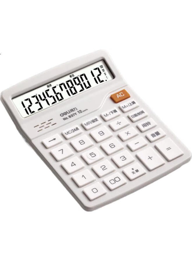 Deli 12-Digit Universal Voice Calculator, Desktop Voice Calculator, Financial Office Supplies, 837Y Light Gray, New And Old Mixed Delivery - Image 2