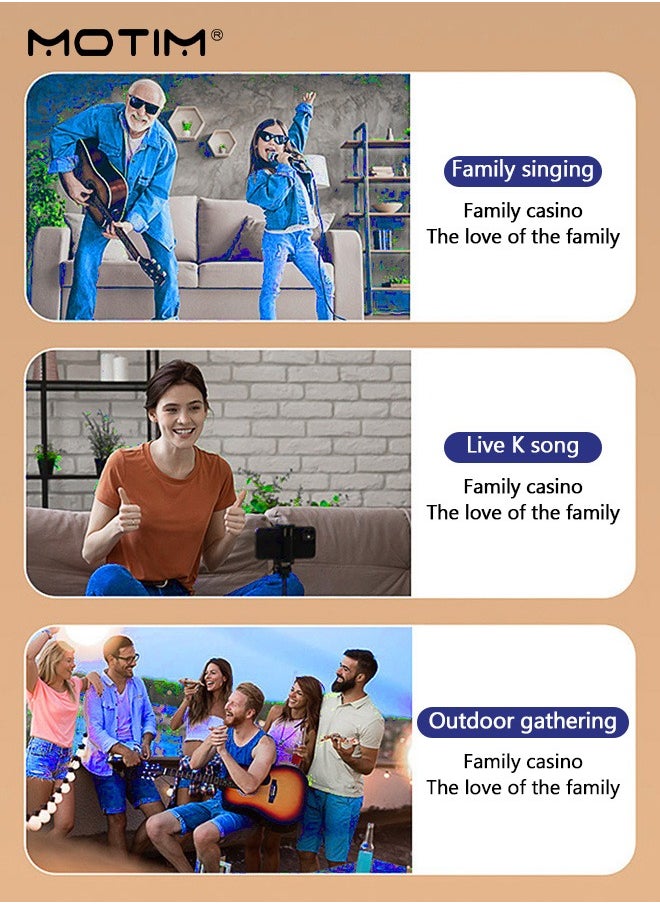 Motim - Portable Bluetooth Speaker, Karaoke Machine with 2 Wireless Microphone, 7 Modes Sound Changing Function, Pro Sound Big Audio and Rich Bass, Support USb/Sd/Tf/Aux/Flash Drive/Bluetooth - Image 1