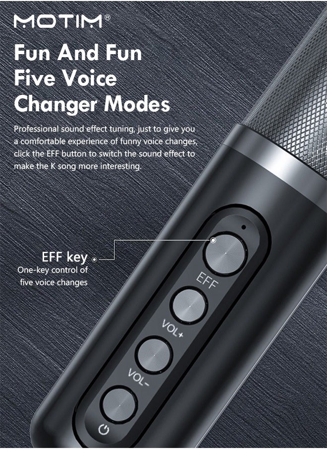 Motim - Portable Bluetooth Speaker, Karaoke Machine with 2 Wireless Microphone, 7 Modes Sound Changing Function, Pro Sound Big Audio and Rich Bass, Support USb/Sd/Tf/Aux/Flash Drive/Bluetooth - Image 1