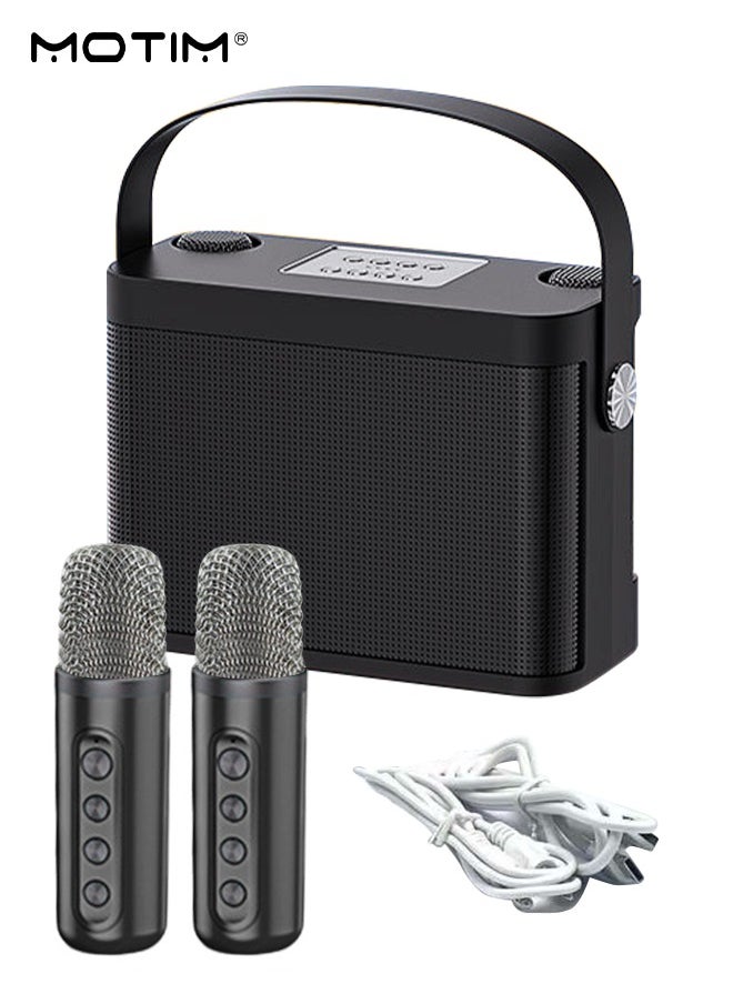 Motim - Portable Bluetooth Speaker, Karaoke Machine with 2 Wireless Microphone, 7 Modes Sound Changing Function, Pro Sound Big Audio and Rich Bass, Support USb/Sd/Tf/Aux/Flash Drive/Bluetooth - Image 1