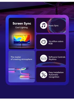 GUDOO Monitor Led Backlights Led Strip Lights That Sync with Screen Color or Music Rgbic Computer Light Bar Behind Monitor Leds for Desk Gaming Usb Interface Software Control Supports Pc or Mac 24 In  - Image 4