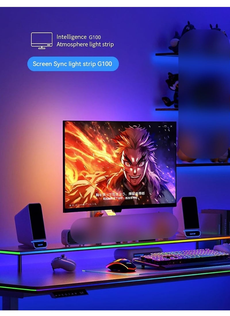 GUDOO - Monitor Led Backlights Led Strip Lights That Sync with Screen Color or Music Rgbic Computer Light Bar Behind Monitor Leds for Desk Gaming Usb Interface Software Control Supports Pc or Mac 24 In - Image 1