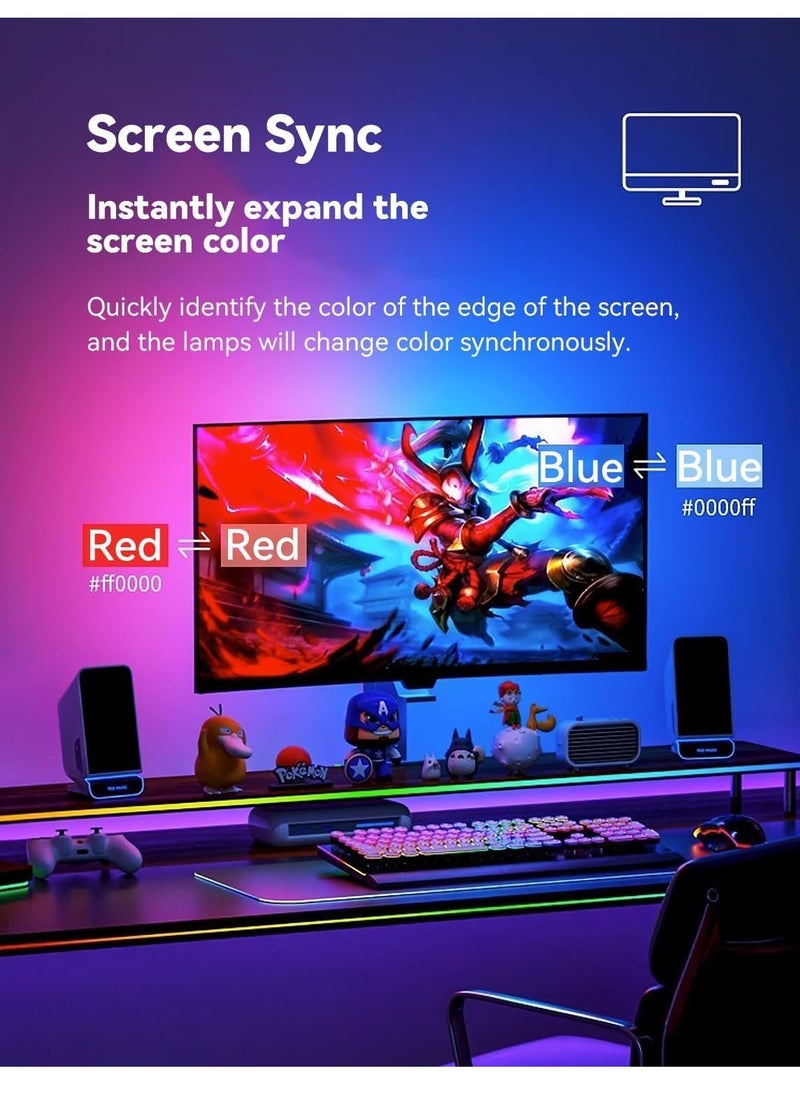 GUDOO - Monitor Led Backlights Led Strip Lights That Sync with Screen Color or Music Rgbic Computer Light Bar Behind Monitor Leds for Desk Gaming Usb Interface Software Control Supports Pc or Mac 24 In - Image 1