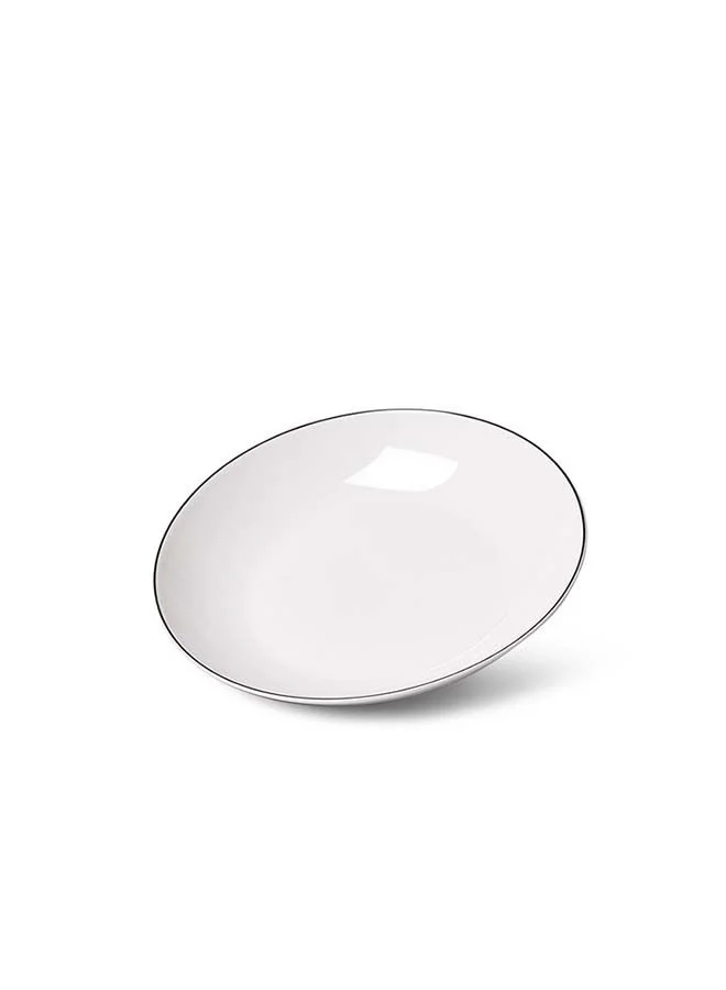 Fissman  Deep Plate  Aleksa Series White Porcelain With A Platinum Finish For Dessert, Salad, Appetizer, Small Lunch, Dinner Plate, Dishwasher Safe, Scratch Resistant, Kitchen Tableware 20cm  | Best Price UAE
