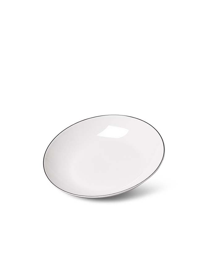 Fissman طبق عميق من البورسلين الأبيض من سلسلة أليكسا بلمسة بلاتينية للحلوى والسلطة والمقبلات والغداء الصغير وطبق العشاء، آمن للاستخدام في غسالة الأطباق ومقاوم للخدش وأدوات مائدة المطبخ 20 سم - Image 2