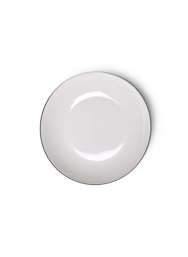 Deep Plate  Aleksa Series White Porcelain With A Platinum Finish For Dessert, Salad, Appetizer, Small Lunch, Dinner Plate, Dishwasher Safe, Scratch Resistant, Kitchen Tableware 20cm