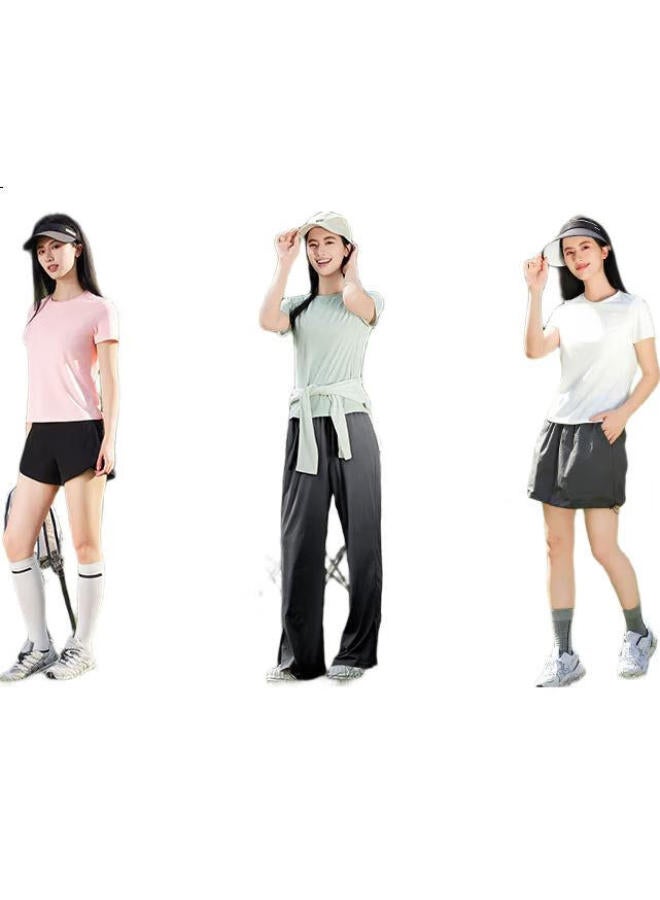 Warrior Ice Silk Quick-Drying Short Sleeve T-Shirt Women Summer Pearl Skin-Friendly Cool Fashion Casual Breathable Sports Wind Top - Image 3