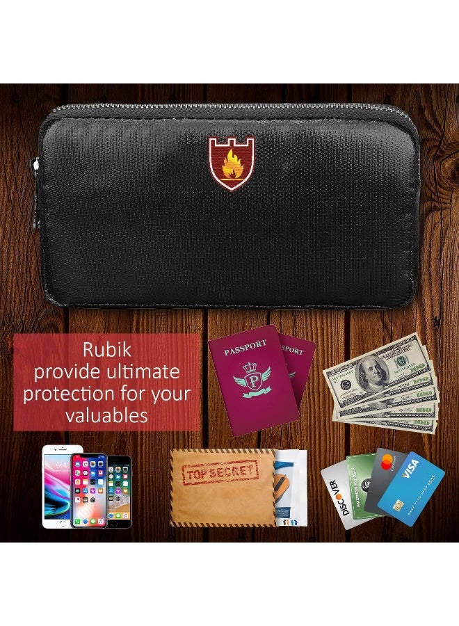 Rubik Fireproof Bag for Passport Money Cell Phone Jewelry, Fire & Water Resistant Safe Storage Bag - Image 2