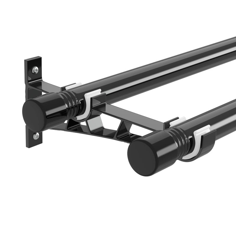 YeYeBest Double Curtain Rods 30 to 185 Inch Metal Extendable Double Drapery Rod Set for Windows Black