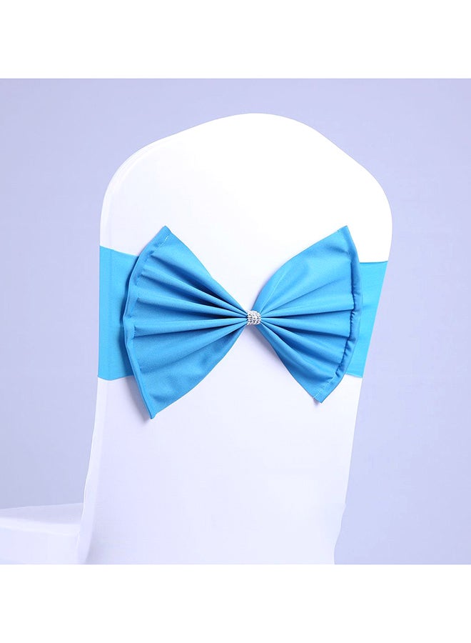 Loquat Elastic Chair Ribbon Back Tie Bow Band Blue 18x8x15cm - Image 1